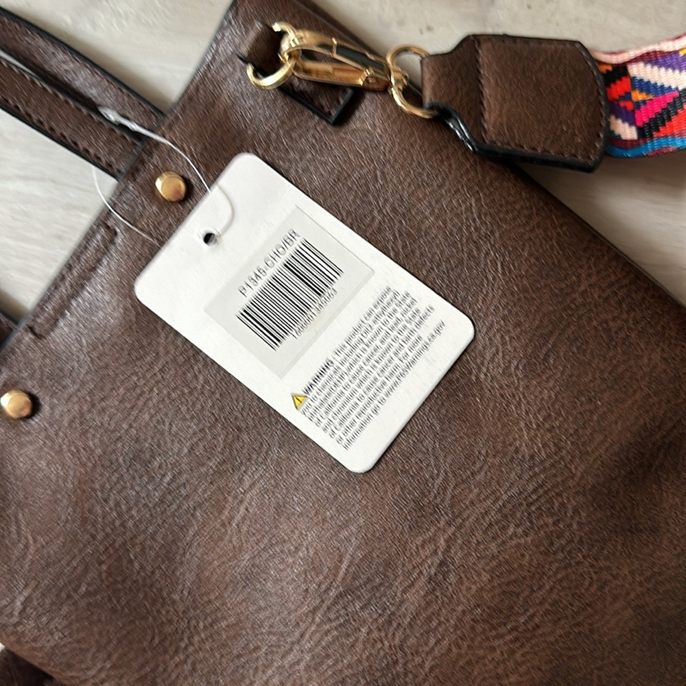 Brown crossbody bag with reversible strap, NWT - Picture 5 of 5